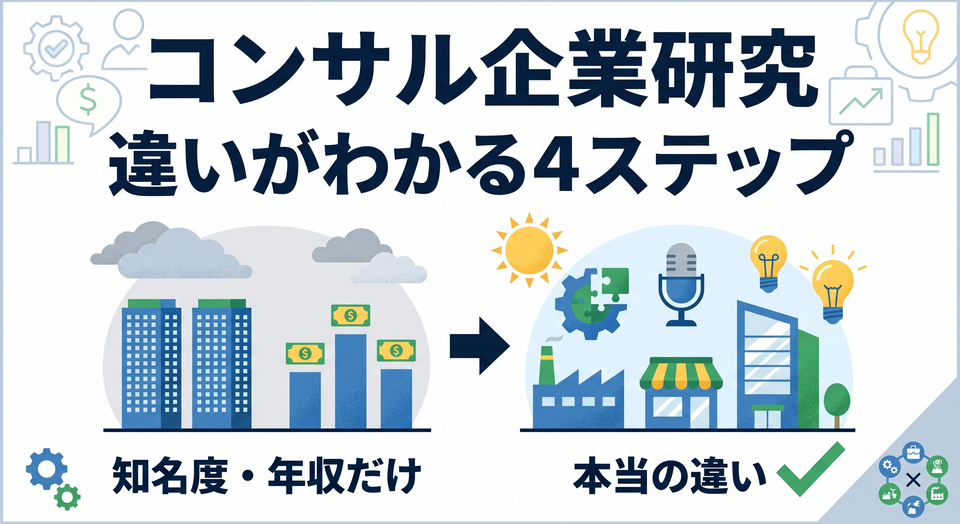 「知名度や年収で選んでない？」違いが見えにくいコンサル業界を見極める4ステップ
